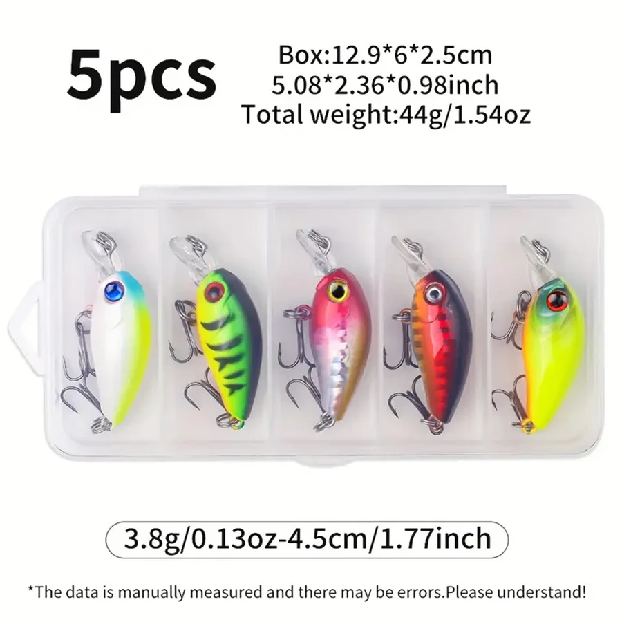 5 unids/caja Crankbait Señuelos de Pesca Set 3,8g Topwater Casting Minnow cebo Artificial duro Kit Wobblers para trucha lubina perca Pike - imagen 3
