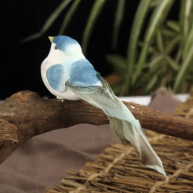 Pájaros artificiales decorativos con plumas para jardín y patio - imagen 2