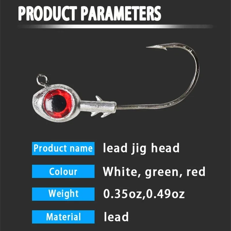 5 unids/lote anzuelos con cabeza de plomo anzuelos de ojos grandes 5g/7g/10g/14g anzuelos de pesca anzuelo de púas de acero alto en carbono accesorios de pesca - imagen 2