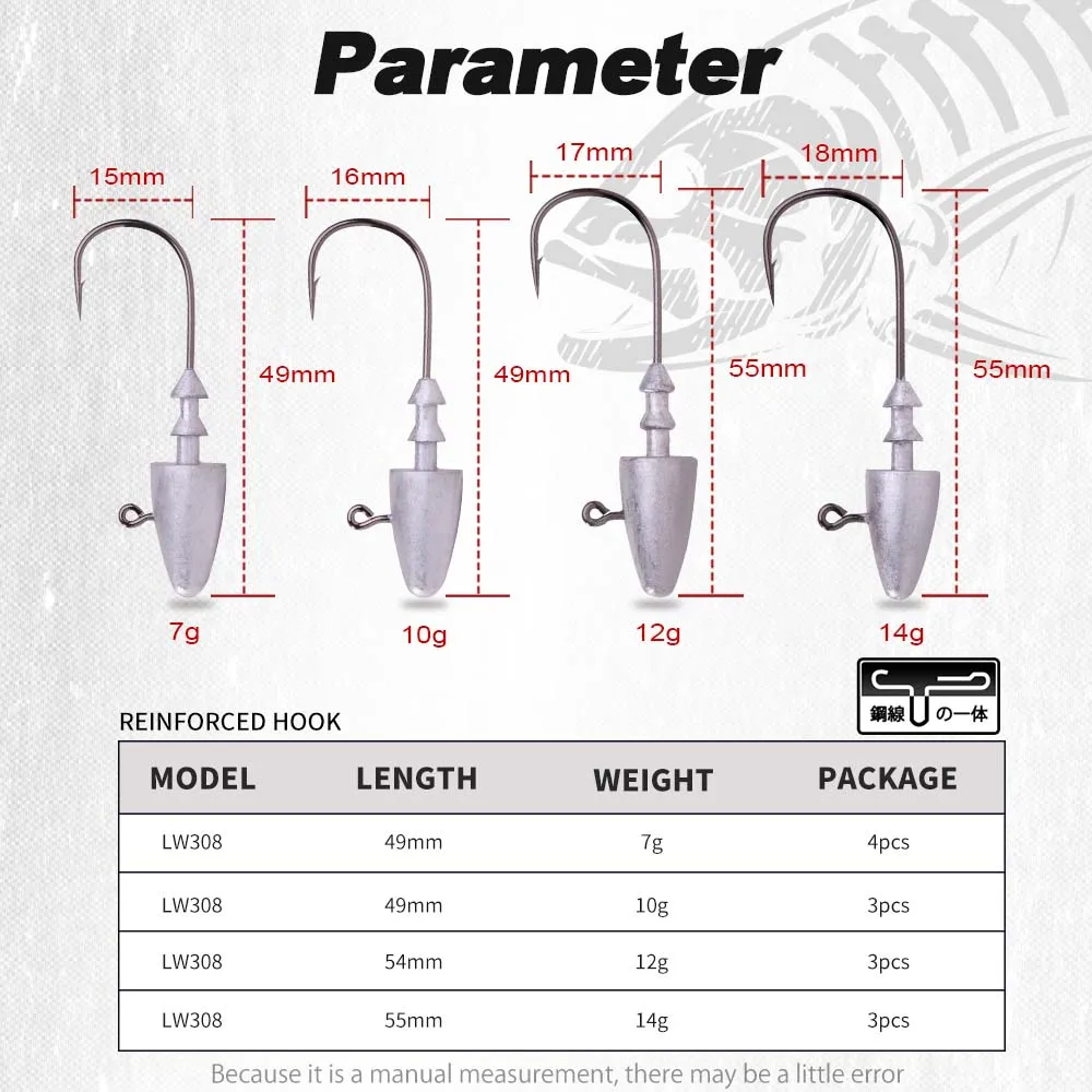 Hunt house 7g 10g 12g 14g dardo Jig Head anzuelo de pesca señuelo suave anzuelos de acero alto en carbono cabezales de plantilla para anzuelos de pesca - imagen 3