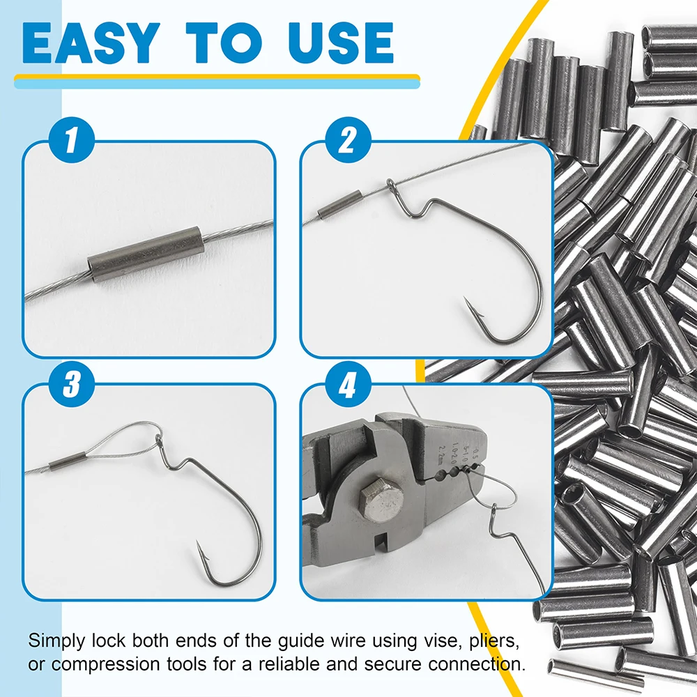 400 Uds mangas de engarzado de pesca mangas de engarzado de un solo barril mangas de engarzado de cobre y latón tubos de sedal de pesca conectores de tubo - imagen 5