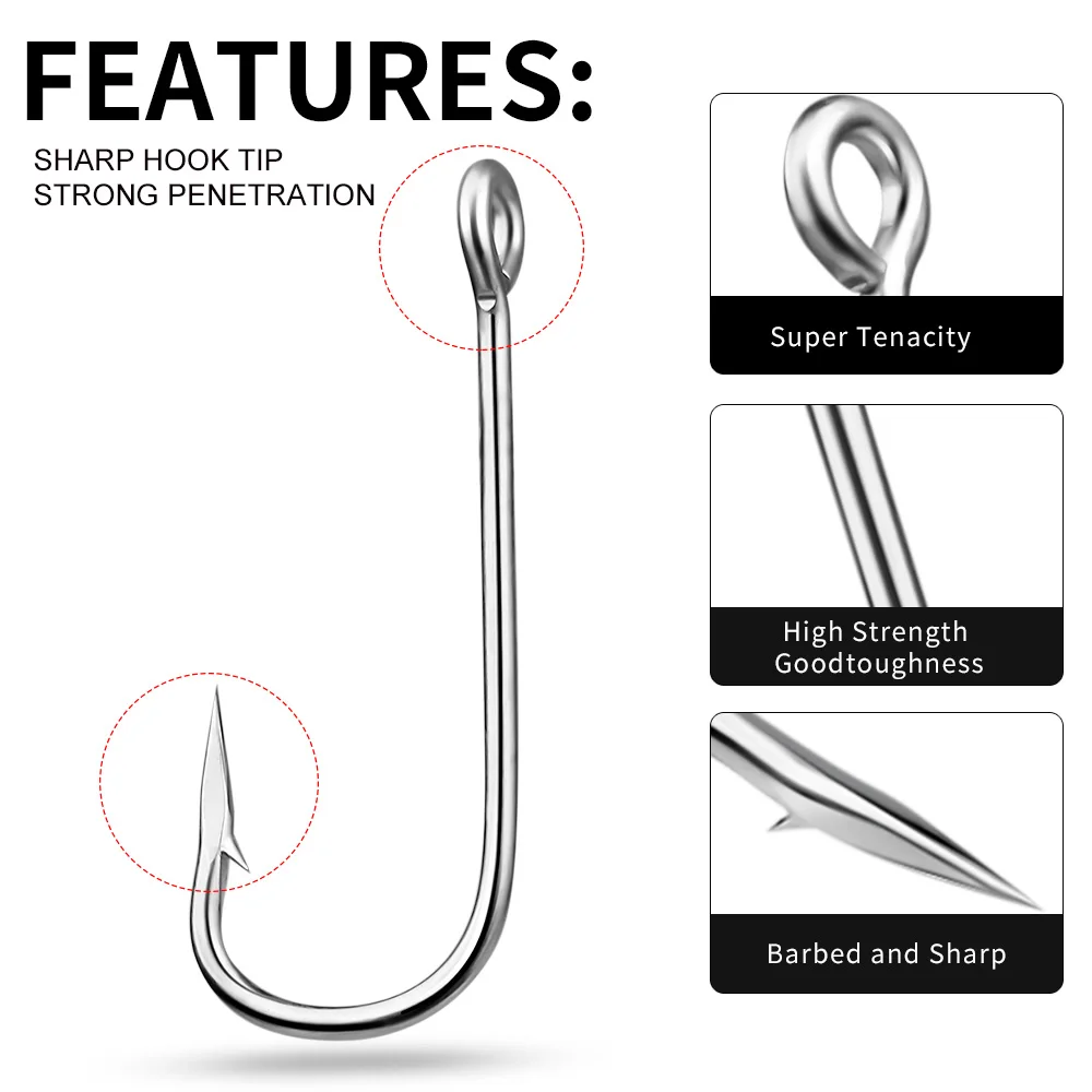 PROBEROS-anzuelo individual de acero con alto contenido de carbono, accesorio de pesca con púas, 100 piezas, 10-20 # - imagen 4
