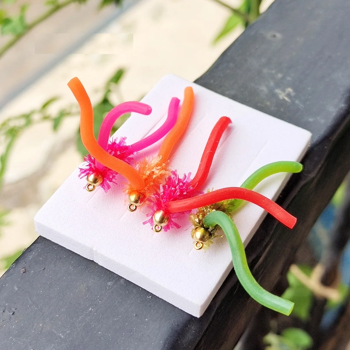 Señuelo de pesca de gusano, 4 piezas, cabeza de cuentas de latón, Squirmy Wormy, moscas húmedas para Bluegill, trucha, pez Panfish, lubina - imagen 4