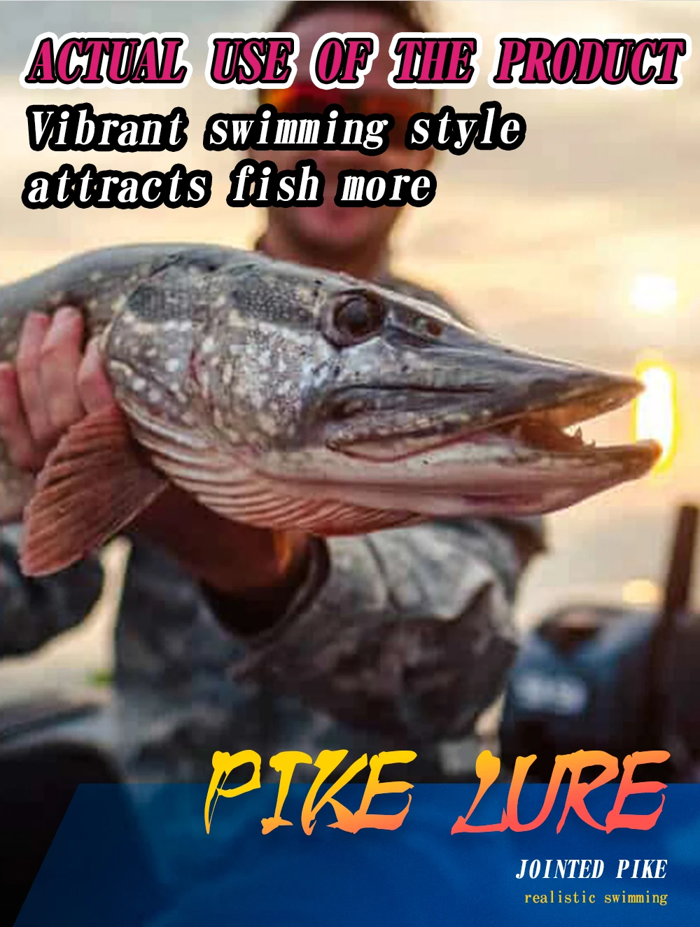 Experimente la emoción de atrapar señuelos de lucio vibrantes con un estilo de natación realista