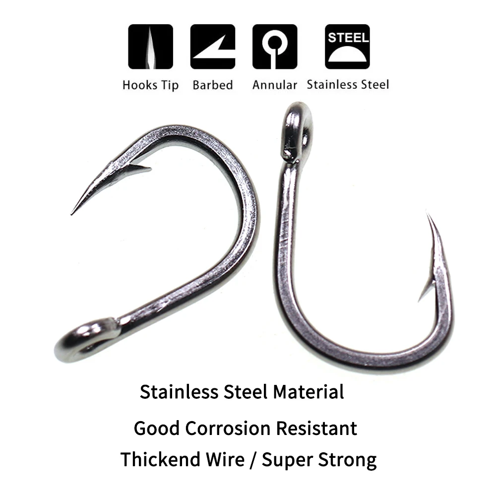 Lionriver-anzuelo grande de acero inoxidable, gancho de arrastre de calibre grueso, Pesca de Mar pesado, 4/0 - 10/0 - imagen 2