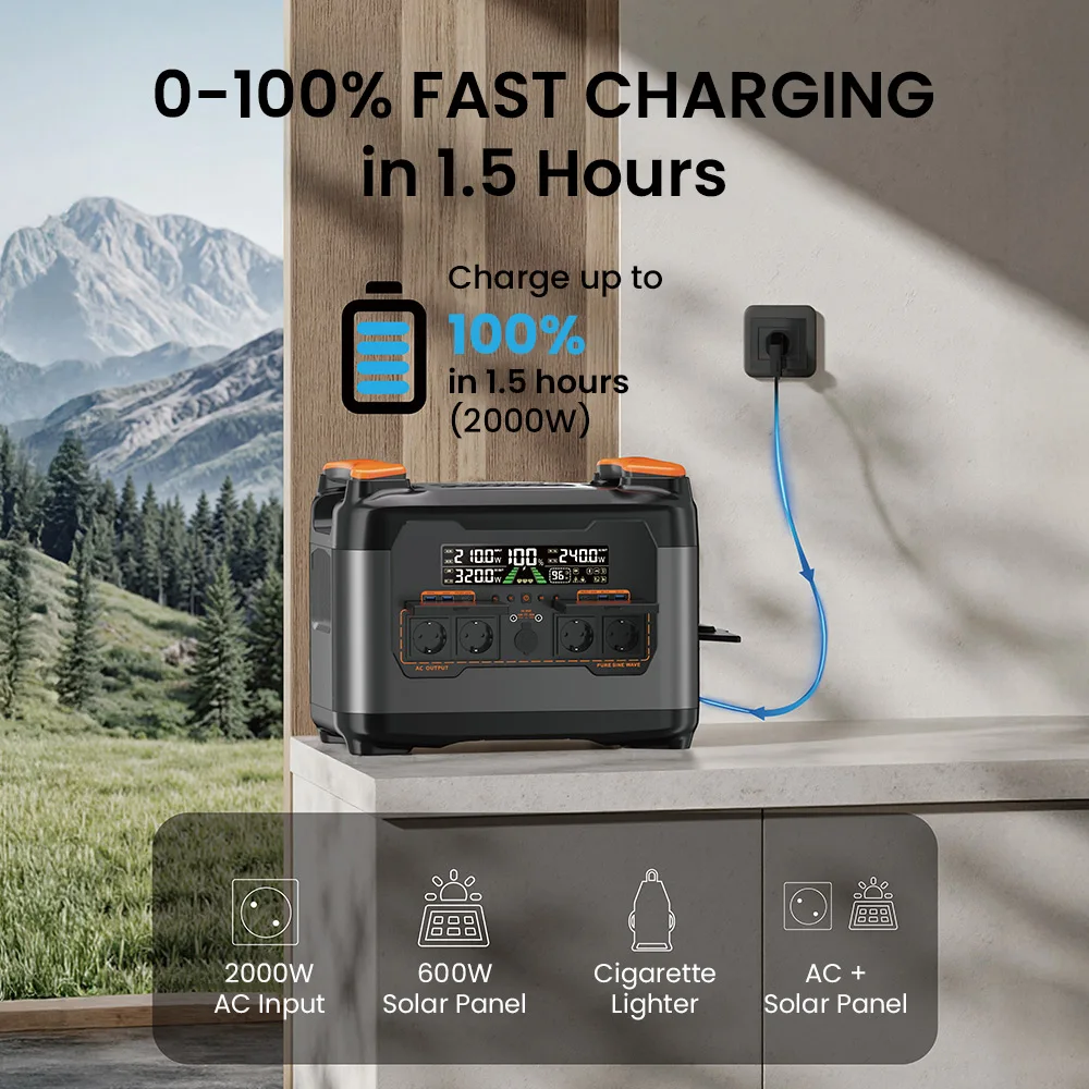 Generador solar portátil 2400W LiFePO4 – Batería para camping y pesca - imagen 4
