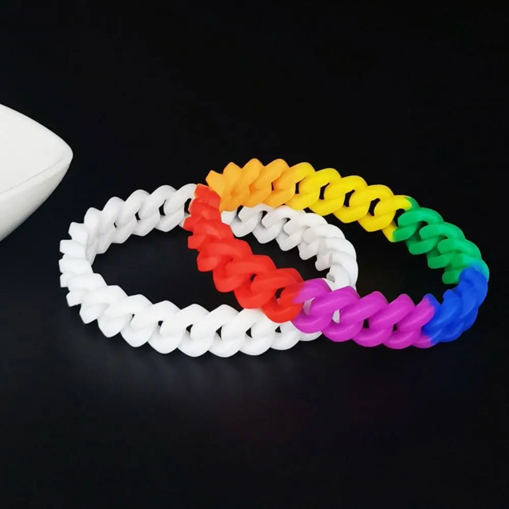 Pulsera hueca de silicona para fanáticos del baloncesto, brazalete de arcoíris impermeable, encanto de lujo, joyería coreana, regalo - imagen 3