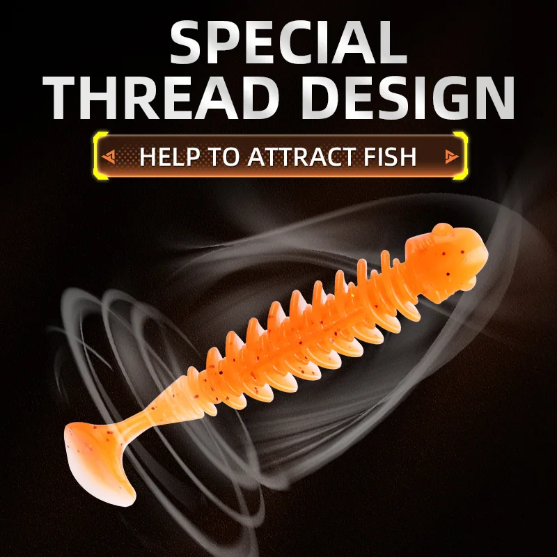 WEIHE-señuelo de gusano suave, más ancho cola en T, cuerpo de diseño de hilo con 2 ranuras, PVC, 1,3g/5cm, 2,8g/6,5, 10 piezas - imagen 4