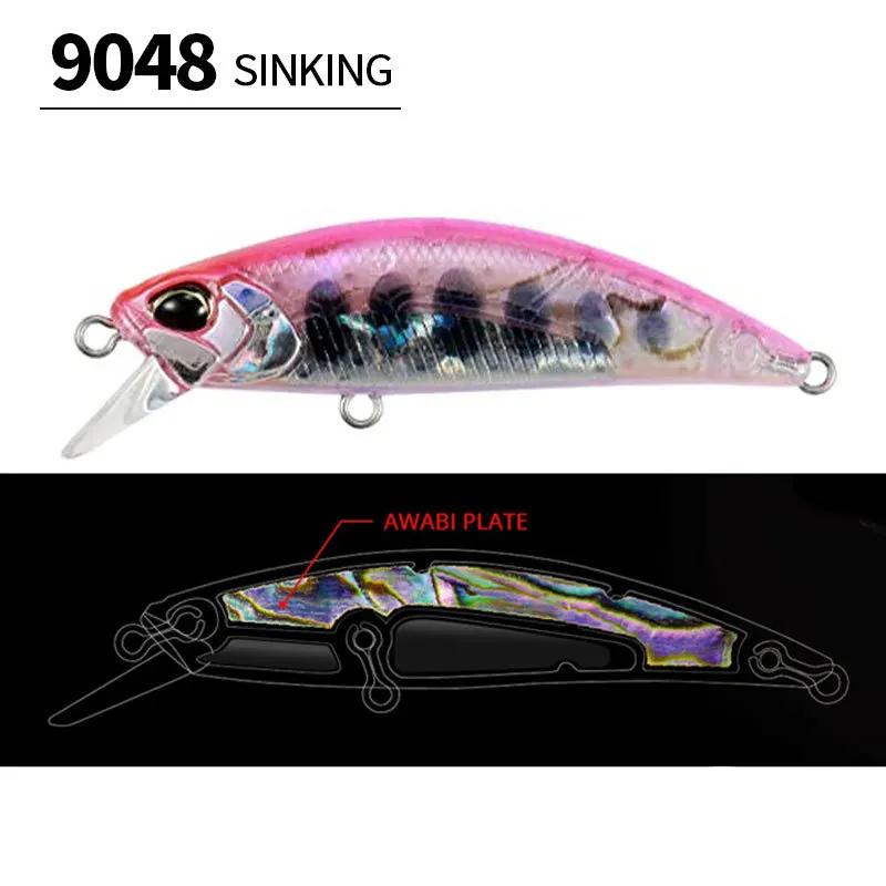 Señuelo de Pesca de pececillo hundido, cebo duro de plástico Artificial, wobbler, aparejos de Pesca de mar, 48mm, 4g, ojos 3D - imagen 5