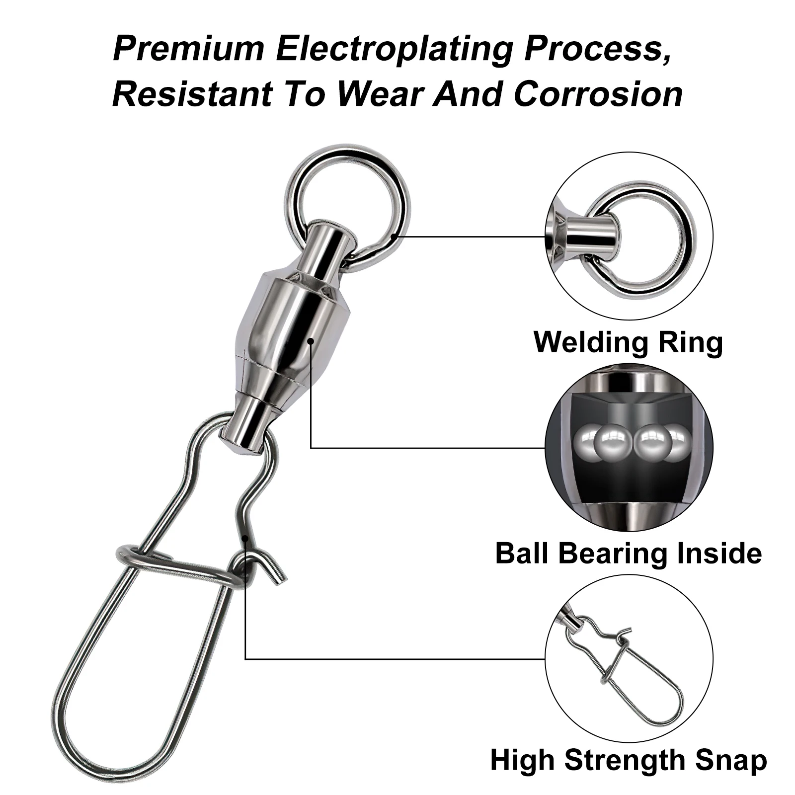 Goture-conector de pesca de acero, alfileres giratorios de rodamiento, accesorios de aparejos de pesca de Lucio, juego de señuelos giratorios de anzuelo - imagen 3