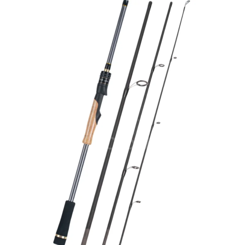 Caña de pescar de viaje con señuelo de 1,98 m y 2,1 m, 4 secciones, 100% de carbono alto, 4-25g, caña de fundición giratoria portátil ultracorta - imagen 2