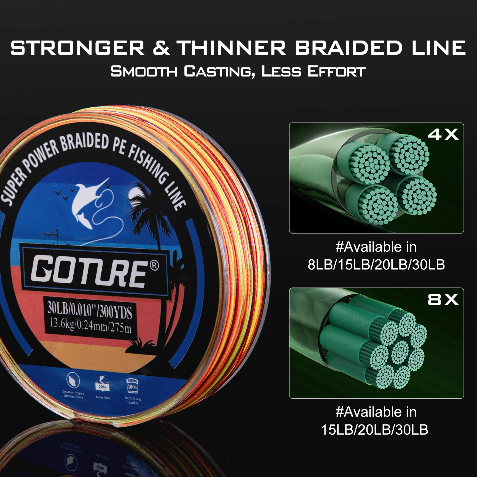 Línea de pesca Goture PE multifilamento 8-30 lb superresistente - imagen 2