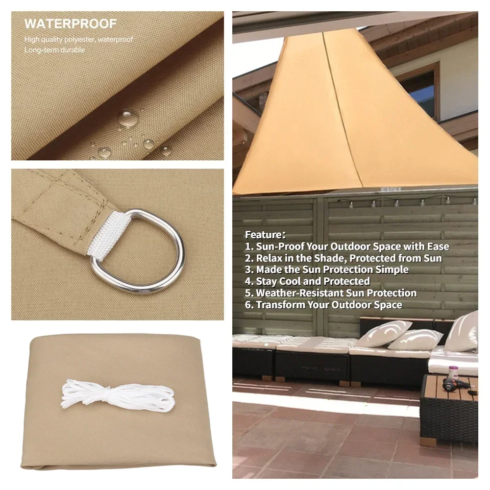 Velas triangulares para sombra de sol, refugio solar grande impermeable, tienda de campaña para jardín, dosel para exteriores, protección solar, toldo para Patio, piscina, tela de sombra - imagen 2
