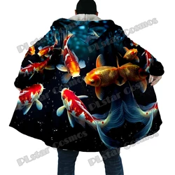 Capa Invernal de Pesca con Capucha – Estampado 3D de Pez Koi