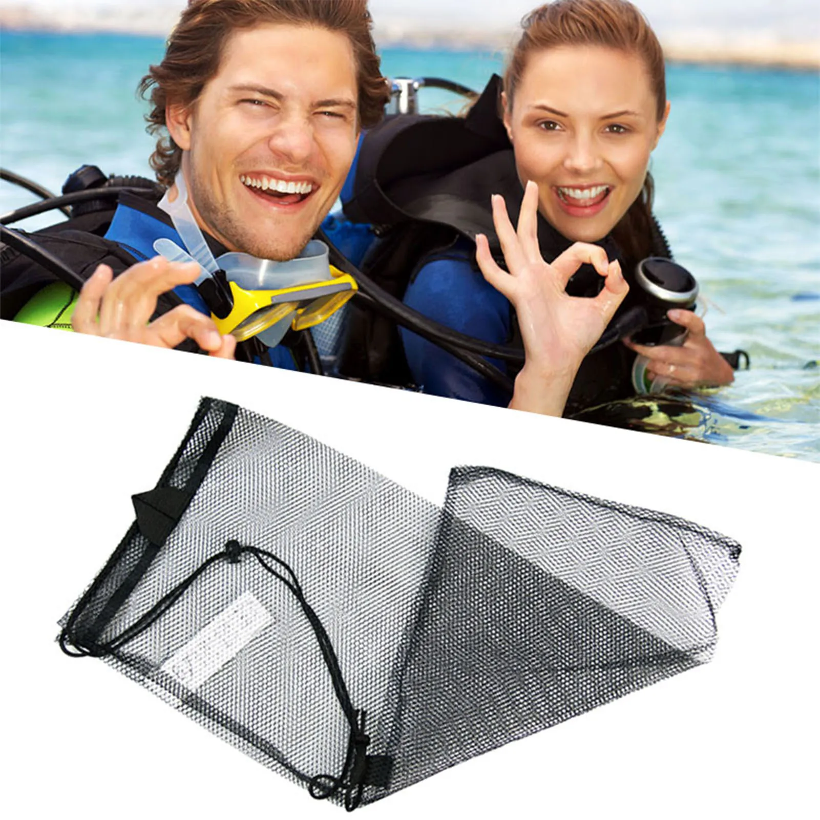 Bolsa de malla con cordón para buceo snorkel uso subacuático - imagen 2