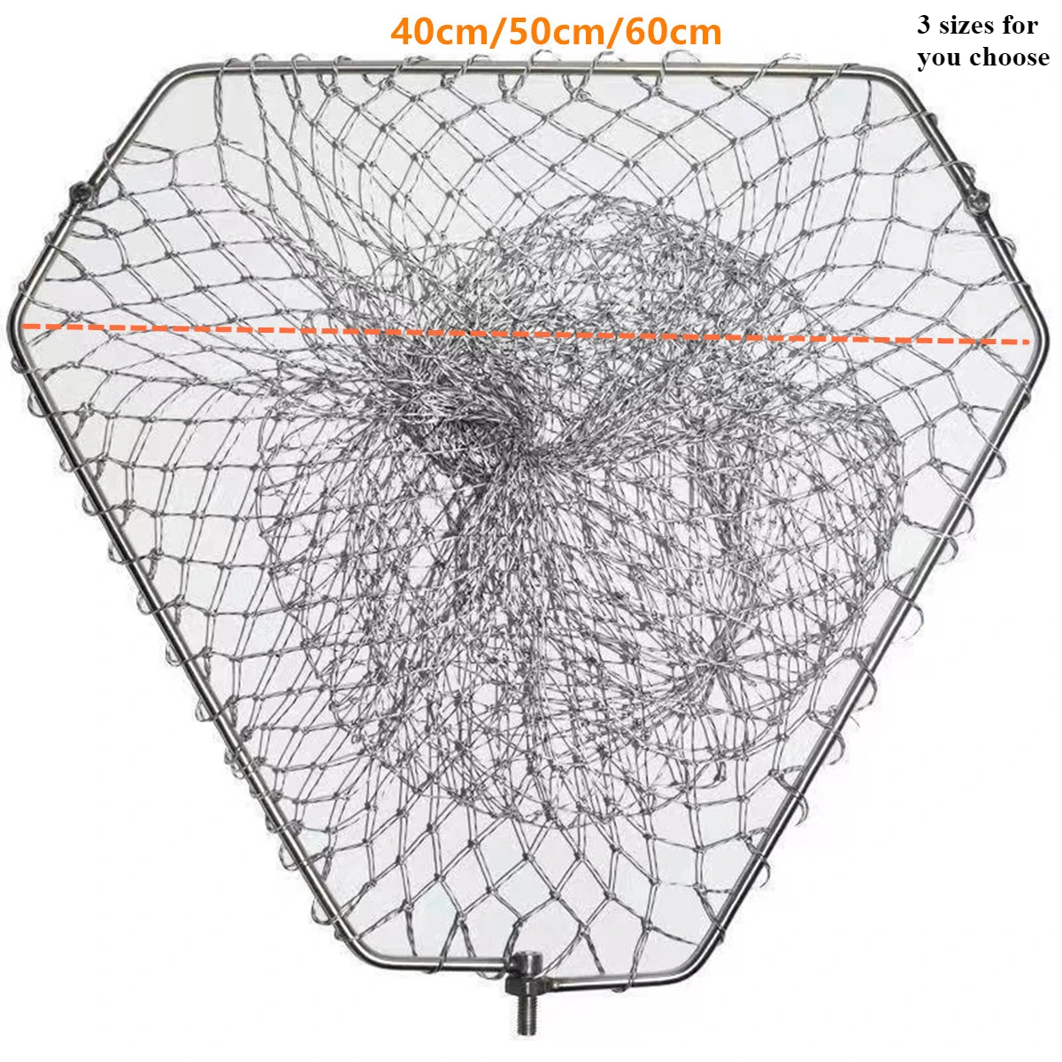 Red de aterrizaje de anillo plegable Sloid de acero inoxidable para reemplazar accesorios de red Brail de red de pesca fuerte 40 cm-60 cm, malla de 20 mm a 40 mm - imagen 4