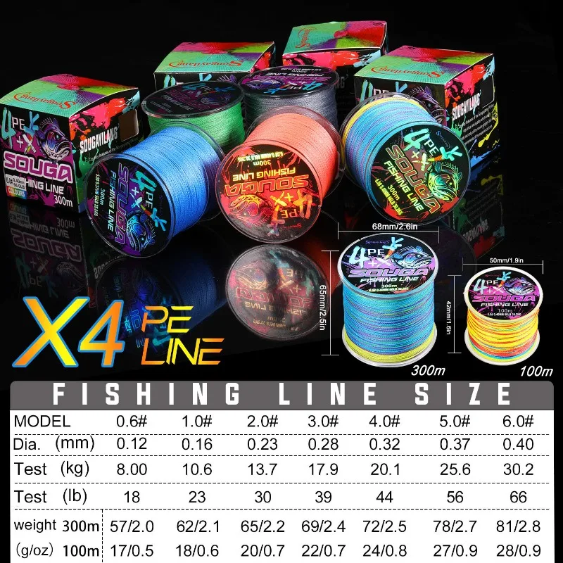 Sougayilang-sedal trenzado de 4 hebras para Pesca de carpa, hilo multifilamento de 100M y 300M, accesorios duraderos - imagen 3