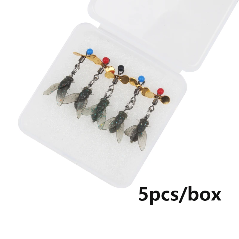 5 unids/caja Señuelos de Pesca con mosca con hélices Spinnerbait Señuelos de Pesca con cuchillas giratorias cebos de señuelo de lubina de trucha de silicona suave - imagen 2
