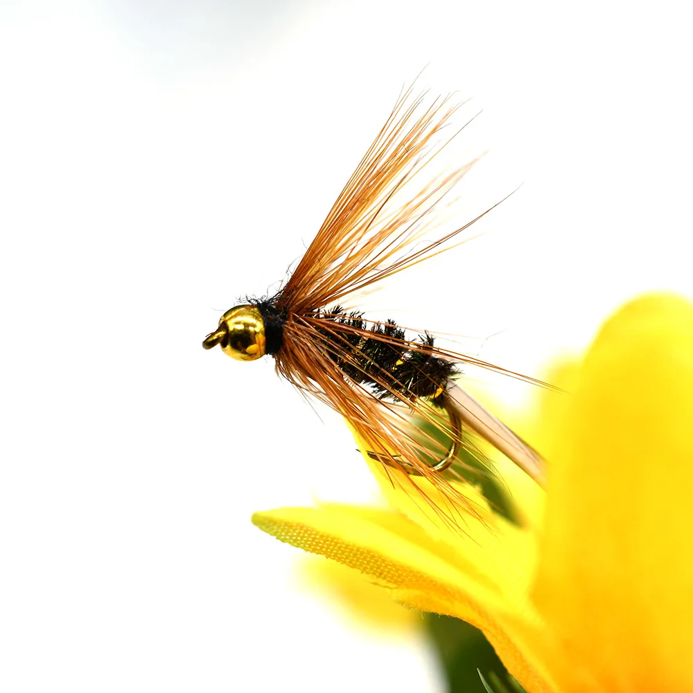 MNFT 10PCS 10 #   Cabeza de cuentas de tungsteno dorado para trucha, moscas de pesca, mosca húmeda - imagen 5