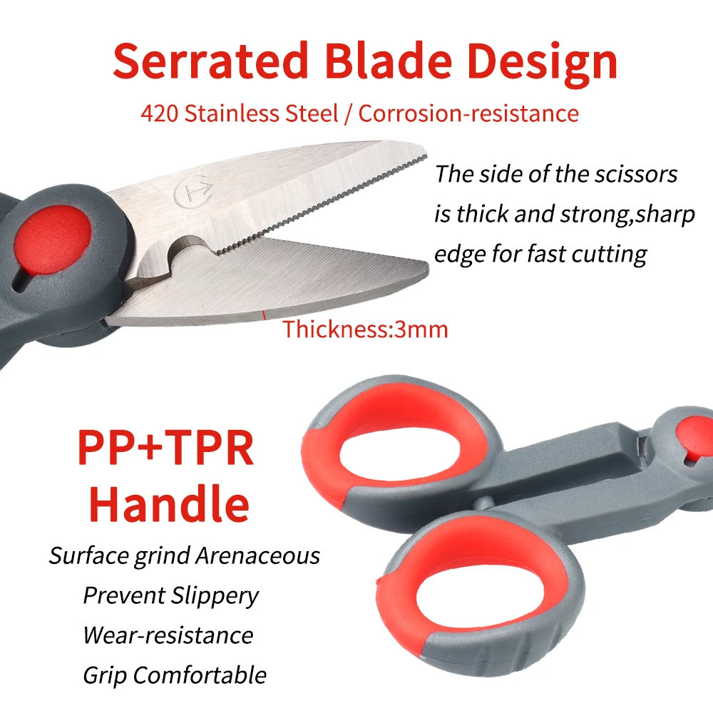 Lionriver-cortador de alambre de acero para pesca, tijera de hoja dentada de acero inoxidable, tijeras portátiles de electricista - imagen 4