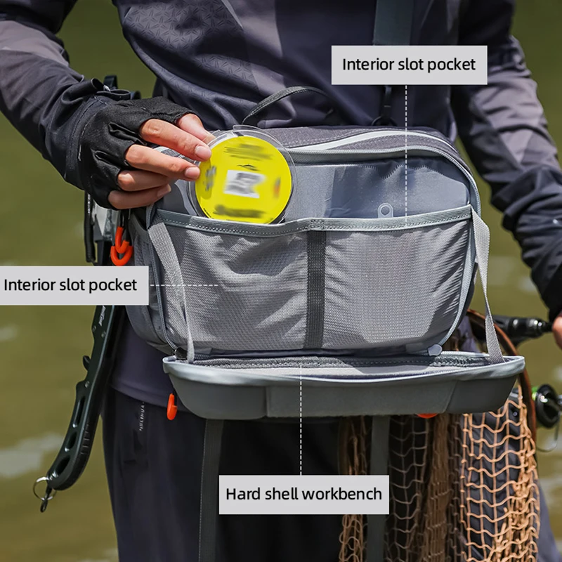 Riñonera de pesca con señuelo con soportes para caña, accesorios grandes para cajas de peces, viajes al aire libre, Camping, senderismo, bolsas de pecho, aparejos, paquete para hombres - imagen 5