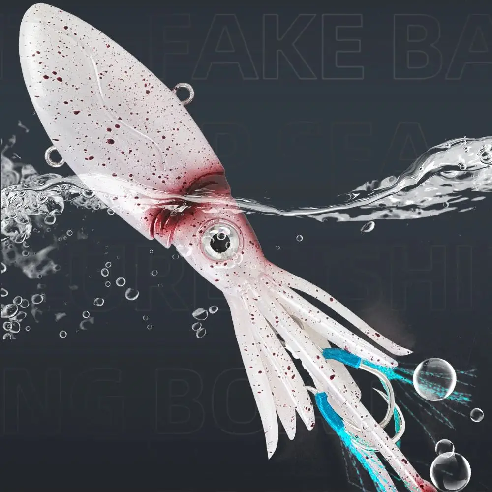 Señuelos de pesca con curricán, duraderos, con brillo UV en la oscuridad, con doble gancho, buscador de pulpo suave de calamar - imagen 4