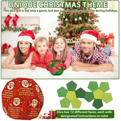 Dados de intercambio de regalo de intercambio de Papá Noel rojo, 12 lados diferentes, accesorios navideños, dados poligonales de Papá Noel, dados poligonales de Papá Noel