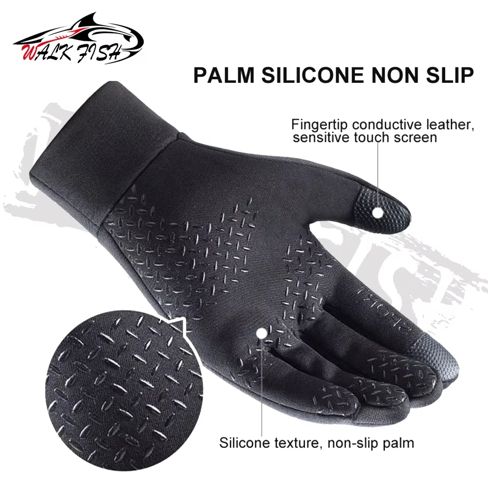 WALK FISH-guantes de pesca para exteriores, impermeables, con forro polar, para mantener el calor, pantalla táctil, antideslizantes, escalada de montaña, ciclismo, a prueba de viento - imagen 3
