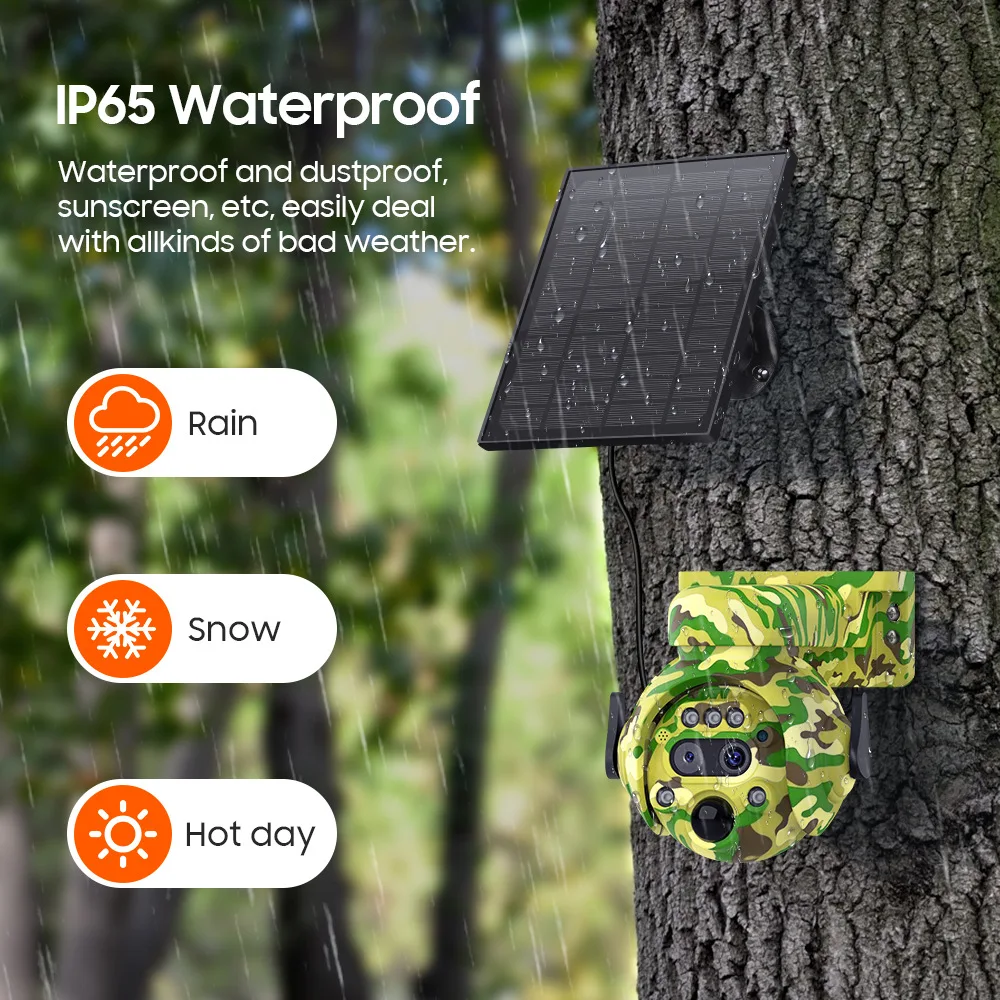 Cámara solar 4G Animal Camouflage – Vigilancia exterior 355° con zoom 14X - imagen 4