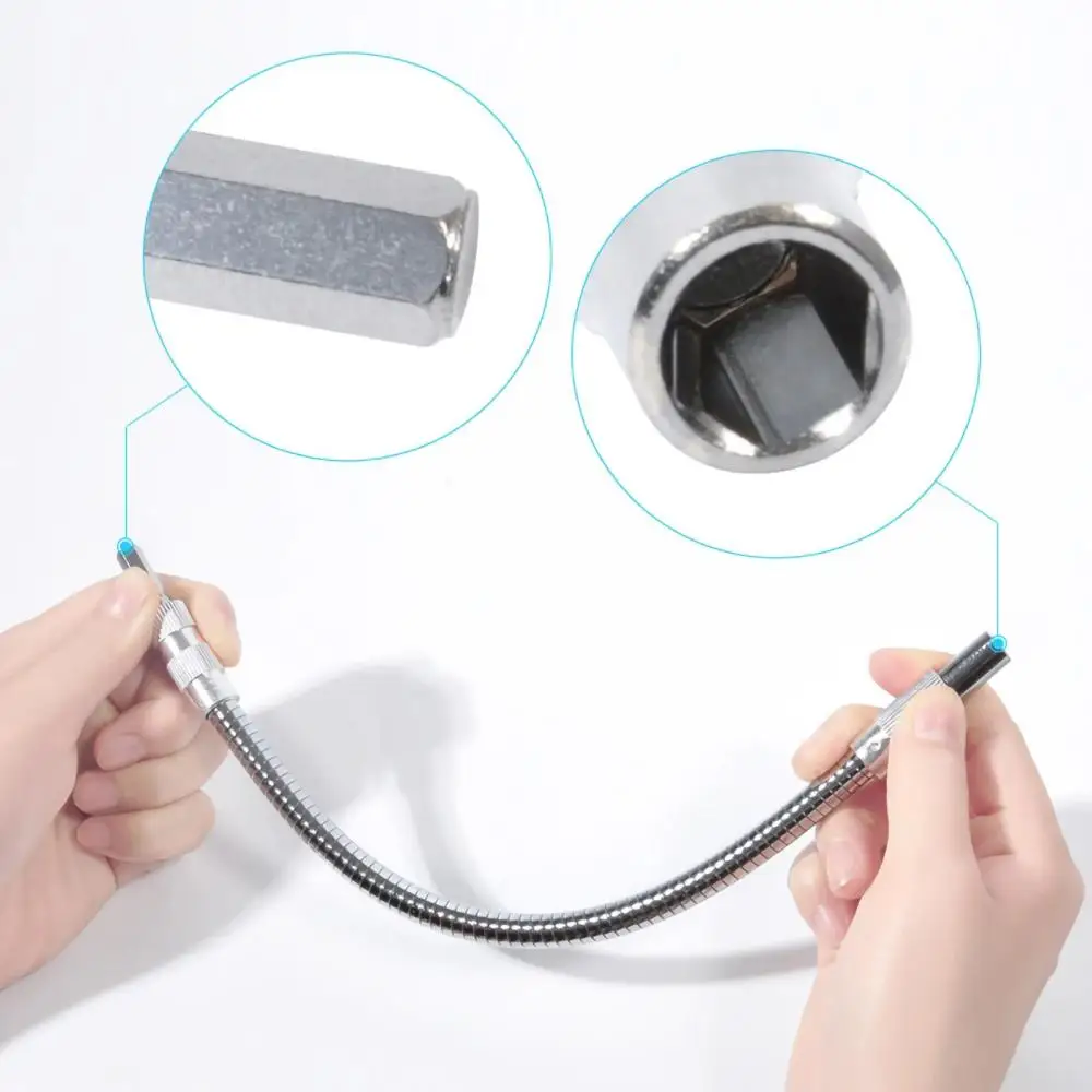 Destornillador de extensión de 1/4\" con portapuntas de eje flexible y enlace de conexión para extensión de destornillador electrónico - imagen 5