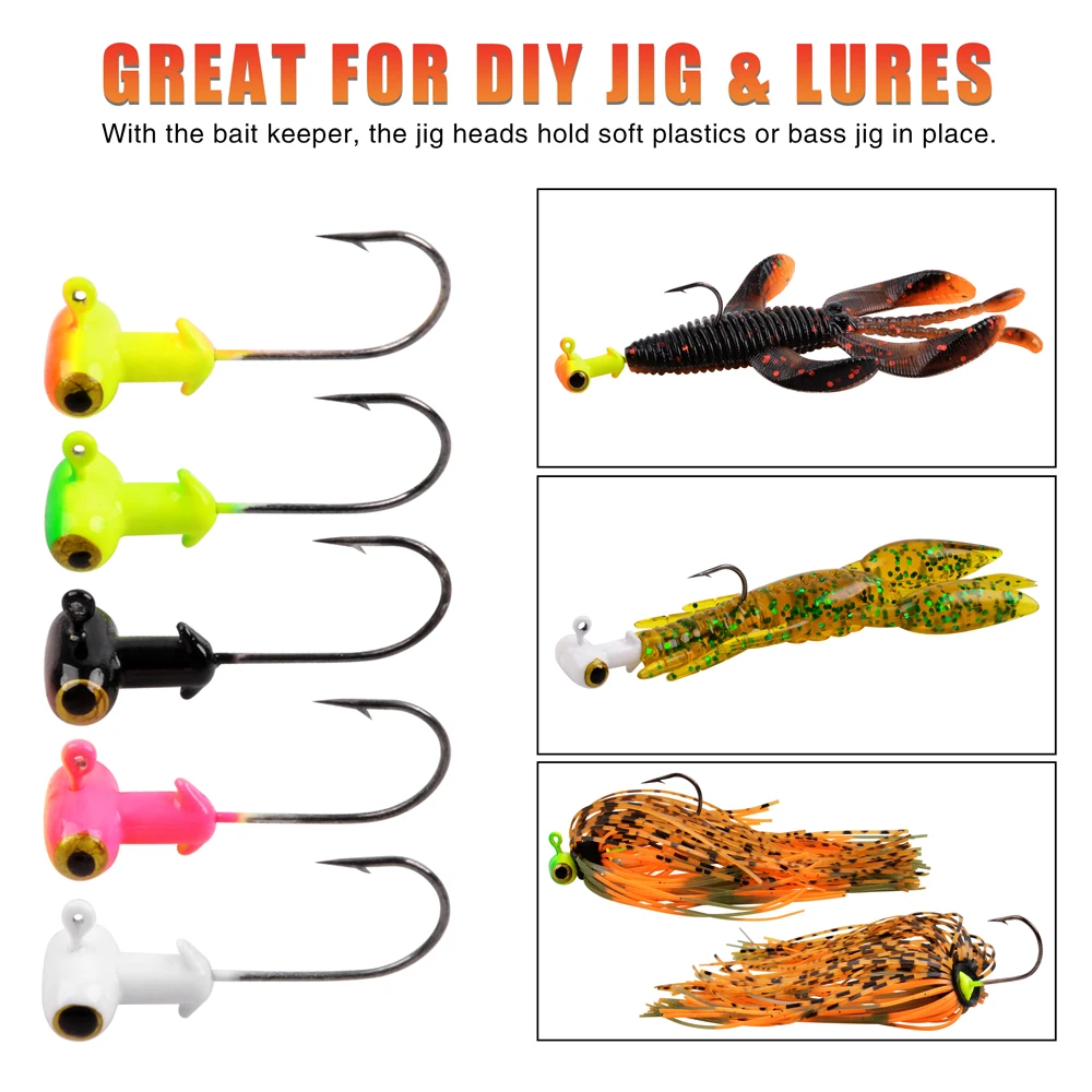 25 unids/caja anzuelos de pesca, Kit de cabezales de plomo para fútbol, anzuelos de manivela con púas para lubina, trucha, accesorios de pesca dorados - imagen 5