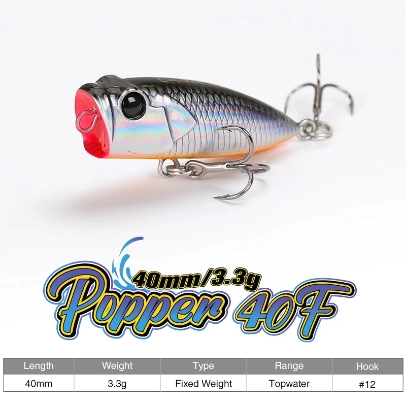 TSURINOYA-señuelo de pesca de 4 piezas, 3,3g, Topwater 40F CATCHER Popper, cebo duro de acción para Paseo de perros, juego de luz, pez Roca, modelo de ratón grande - imagen 3