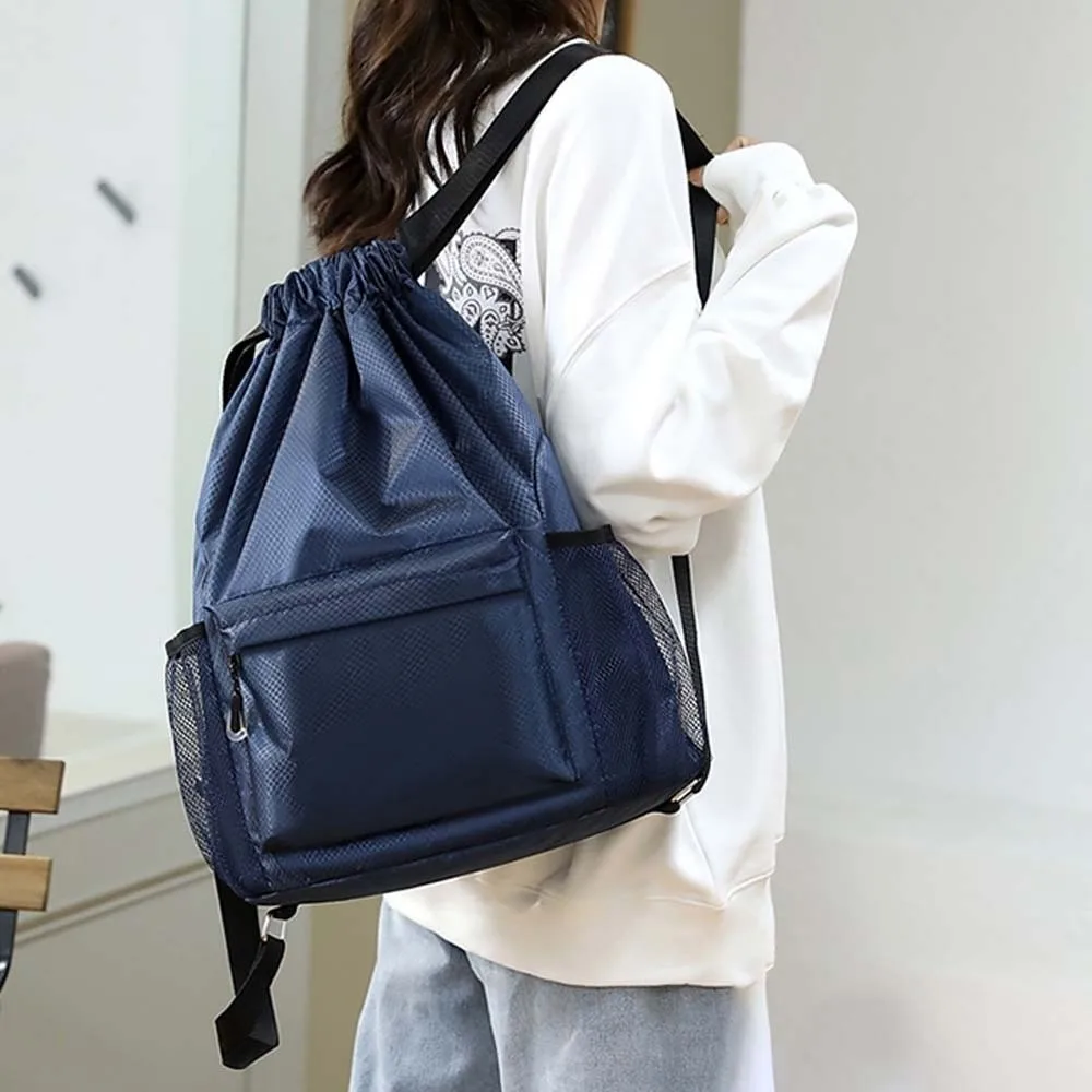 Bolsa portátil con cordón para gimnasio, correas ajustables de secado rápido, mochila de tela Oxford, gran capacidad, ligera - imagen 2