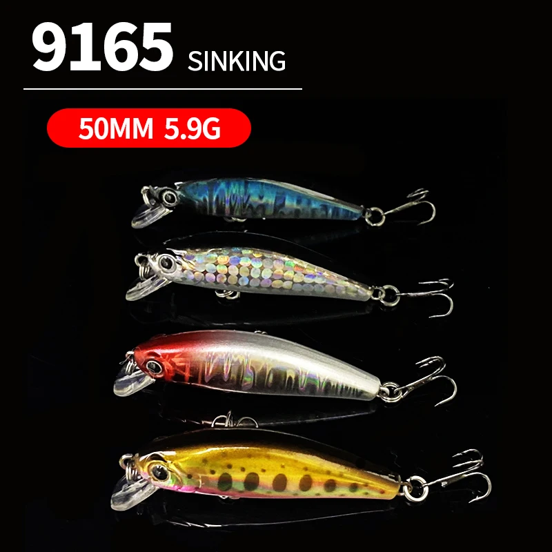 Señuelo de pesca wobbler hundido, 50mm, 5,9g, Mini pececillo, cebo duro Artificial, aparejos de pesca Crankbait para perca, Lucio, trucha, Swimbait - imagen 4