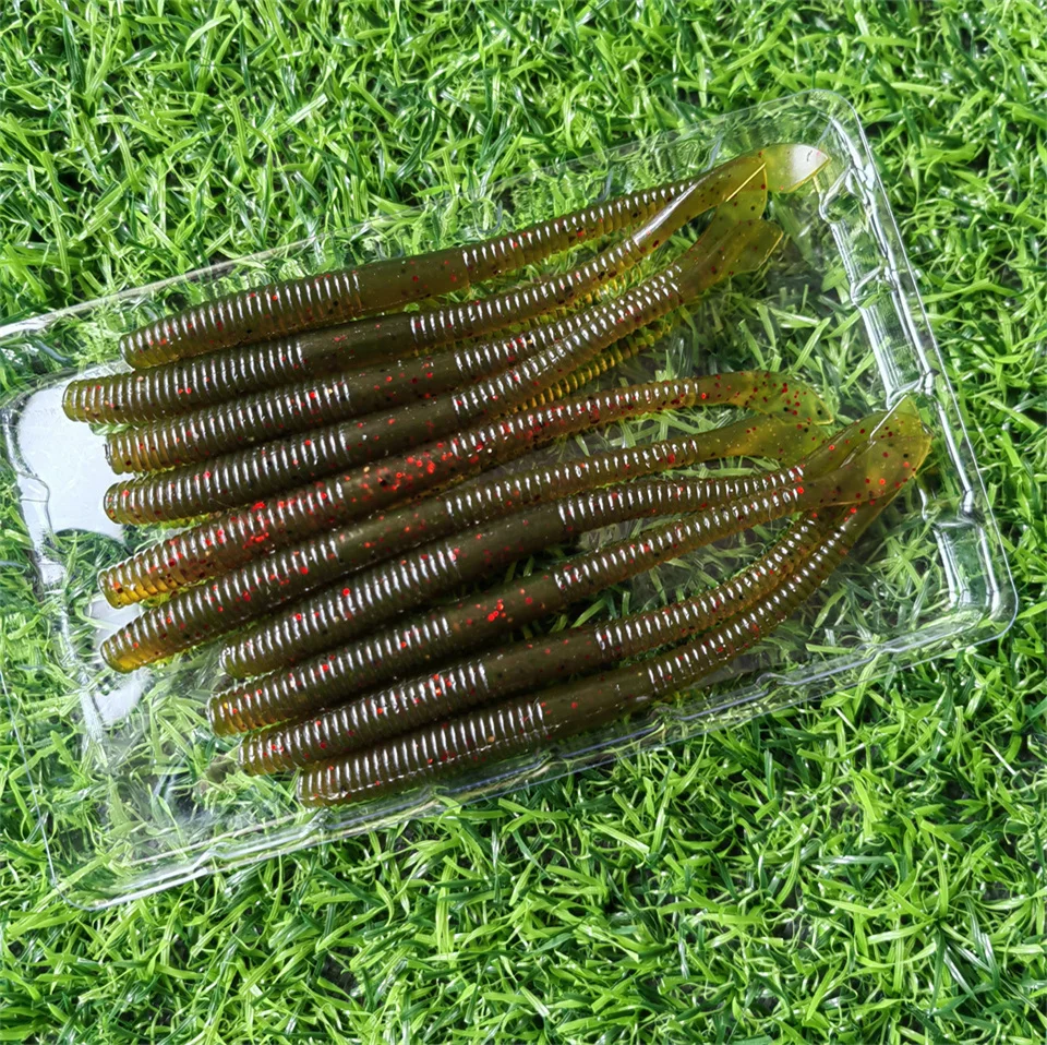 MUKUN 10 Uds palo cebo suave 10cm 2,3g gusano de silicona hundimiento Minnow Swimbait Wobblers lubina de agua dulce Lucio Señuelos de pesca blandos