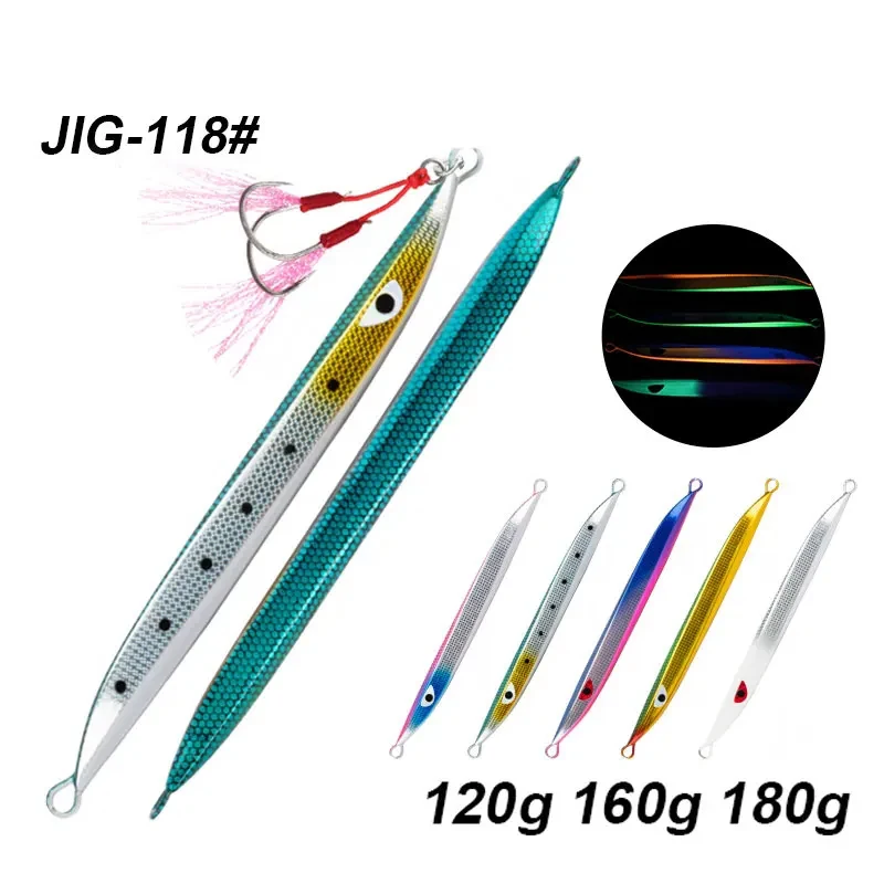 Señuelo de pesca de hundimiento, anzuelo de Metal para trucha y atún, 120g, 160g, 180g - imagen 2