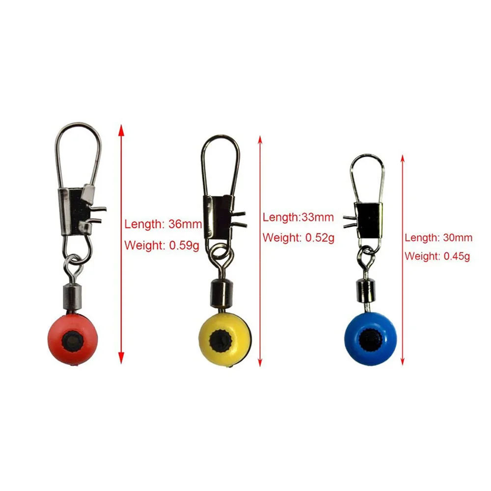 Gancho de línea de pesca de 100 unids/bolsa, Conector de Clip de vástago giratorio, espacio marino de granos del señuelo, Conector de anzuelos de pesca