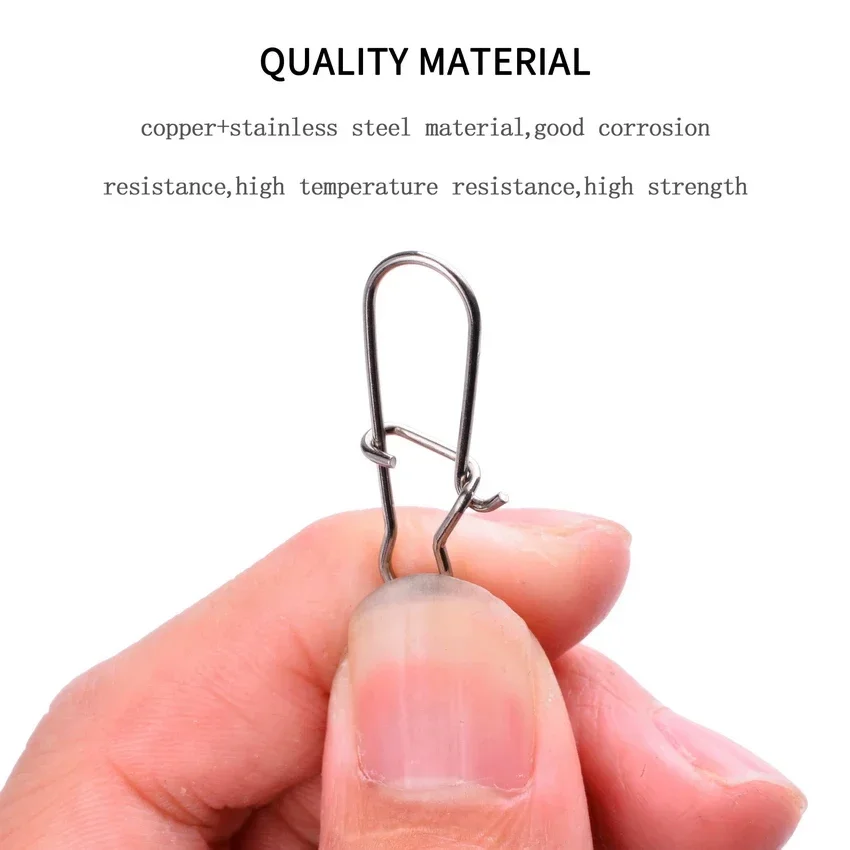 Accesorios de pesca de Lucio, Pin conector de rodamiento giratorio de acero inoxidable, anzuelo a presión, señuelo, aparejos giratorios, 50 Uds. - imagen 5