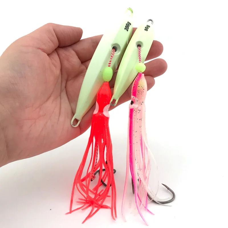 Señuelo de Pesca JIG25, pesas de 40g, 6,5 cm, Isca de Metal Artificial que brilla en la oscuridad, anzuelo de calamar, Accesorios de Pesca lubina - imagen 3