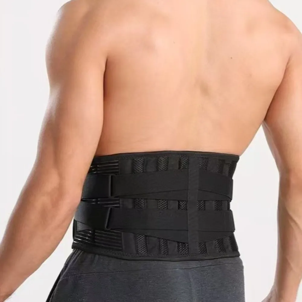 Tirantes de cintura transpirables ajustables, cinturón de soporte antideslizante de 6 soportes, cinturón de soporte Lumbar de malla de 16 agujeros de doble tracción - imagen 4