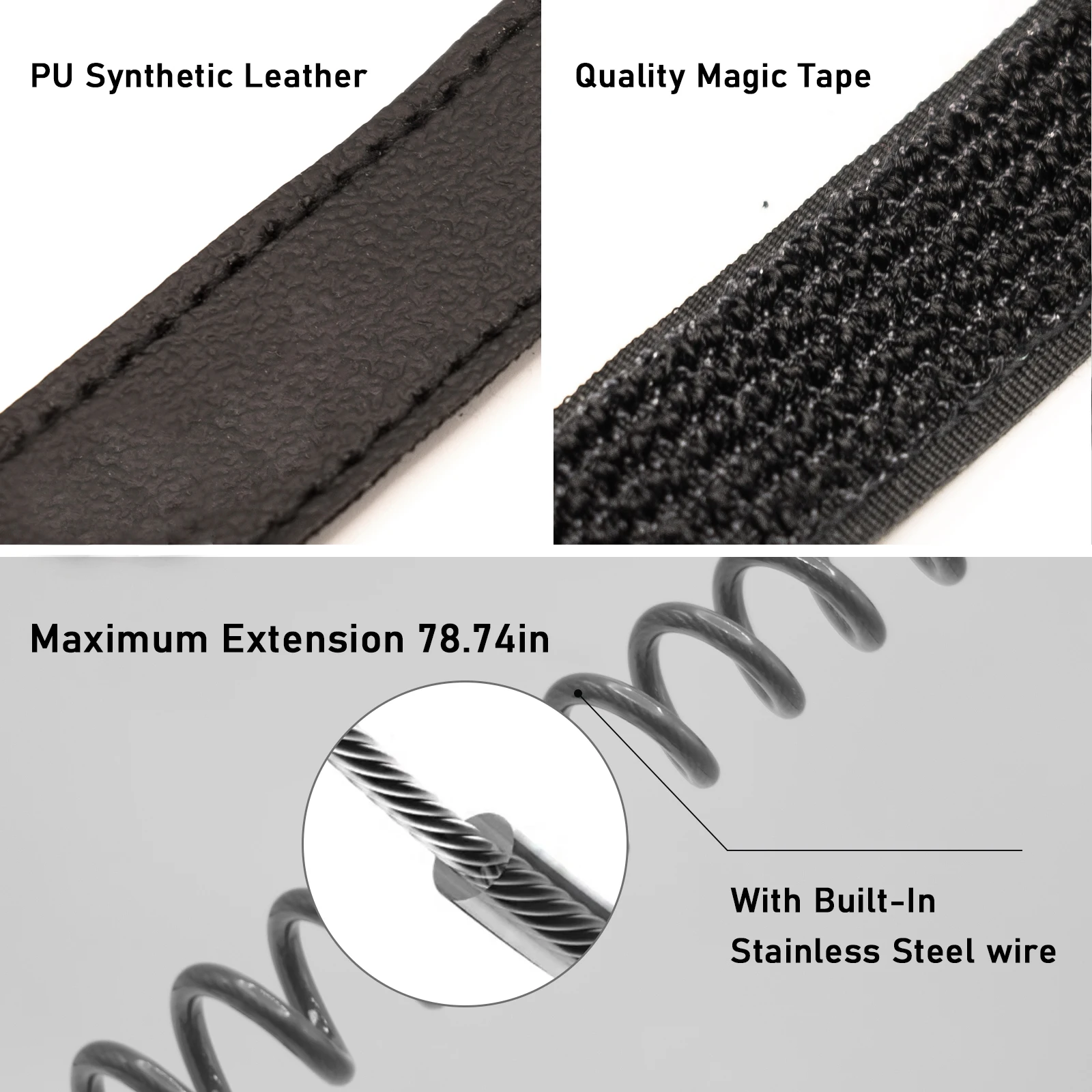 Soporte para herramientas de pesca, envoltura de cinturón para cañas de pescar, correas, cordón elástico de 2M, cuerda de resorte de alambre antipérdida con mosquetón de Metal - imagen 3