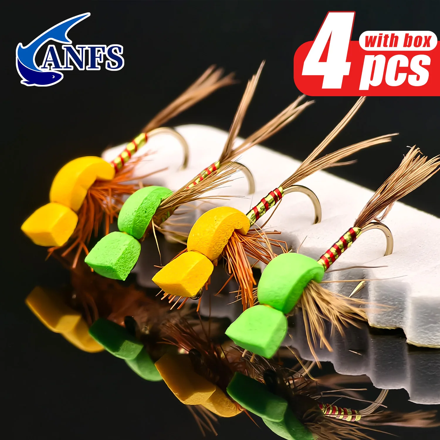 ANFS Fly Mayfly señuelo mosca cebos 4 piezas pesca con mosca para trucha salmón lubina bagre - imagen 2