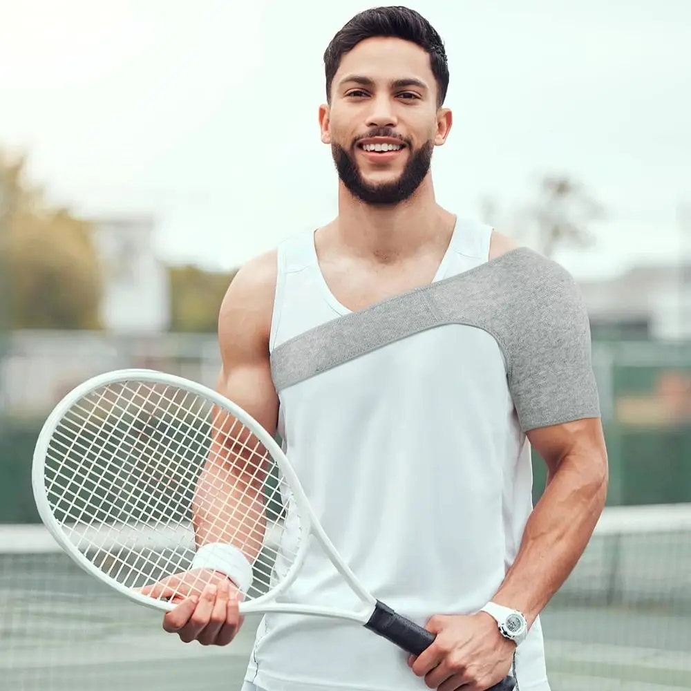 Tirante de hombro de compresión de punto, correa de soporte de hombro transpirable ajustable, protección duradera, soporte ortopédico de hombro - imagen 4