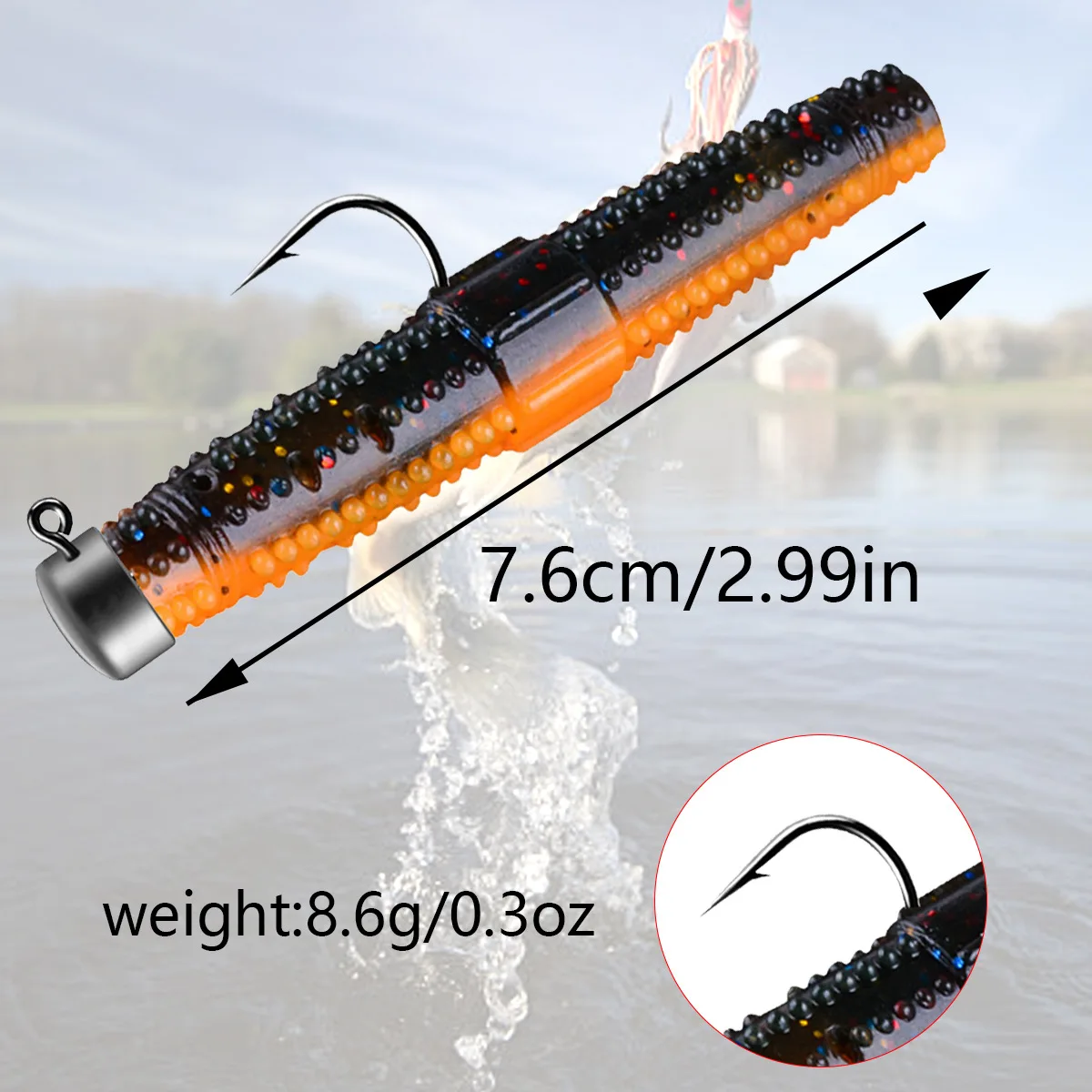 Juego de anzuelos de cebo de Pesca, cebos blandos de insectos en caja, cebo suave Luya, anzuelos de pesca al revés, Swimbait, equipo de Pesca, señuelo - imagen 4