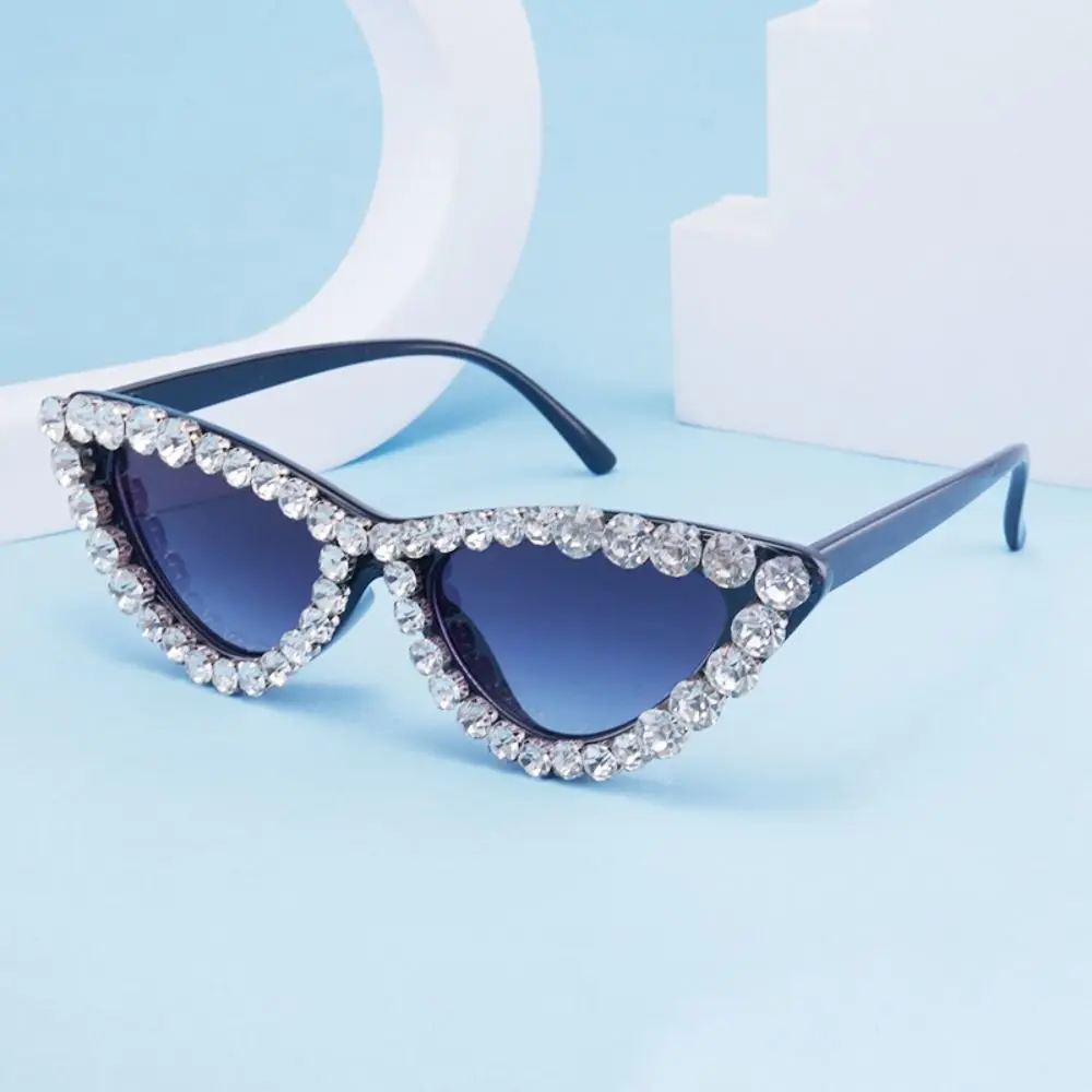 Gafas de sol con decoración de diamantes de imitación y marco de ojo de gato, gafas de sol de viaje con protección solar para exteriores, decoración de fotos, gafas de novia - imagen 4