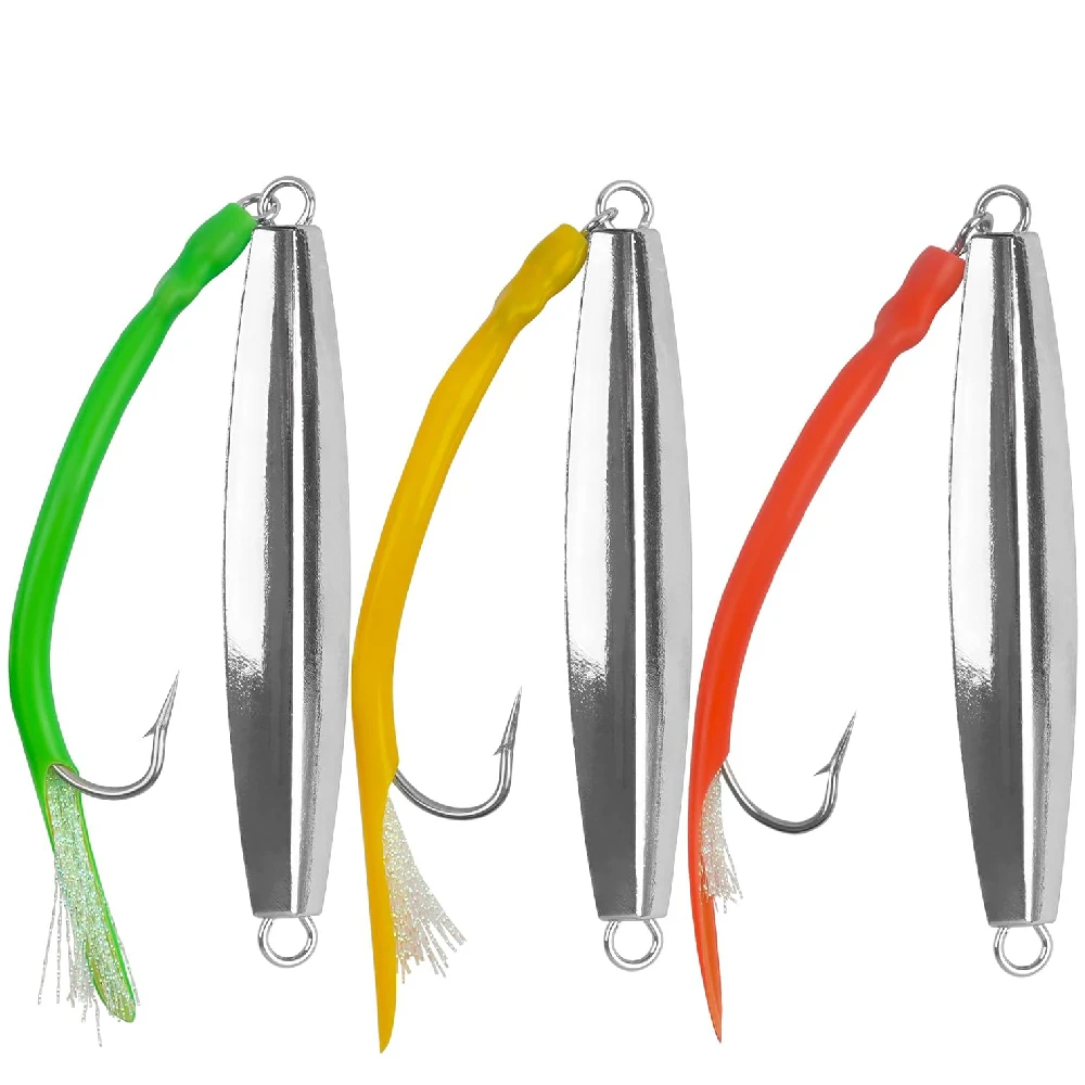 3 uds plantillas de diamante Señuelos de pesca de agua salada cuchara plantilla de Metal pesca de Surf de curricán en alta mar para Stripers Bass atún pesca de gran juego