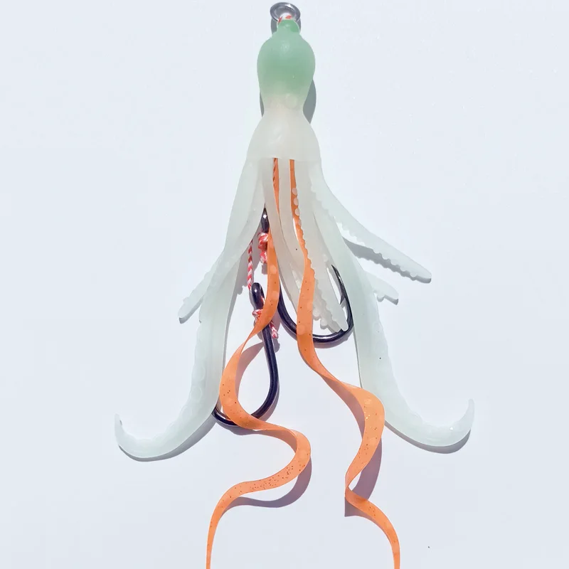 Gancho de asistencia de falda de silicona Kabura Snapper luminoso, anzuelo Jigging, anzuelo Jig de plomo, Tenya, Pesca, pesca en el mar, 3 piezas - imagen 5