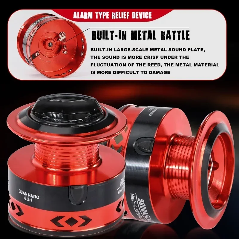 Sougayilang-carrete de Pesca giratorio 1000: 1, alta velocidad, arrastre máximo 12KG, carpa, agua dulce, 5000-5,2 - imagen 3