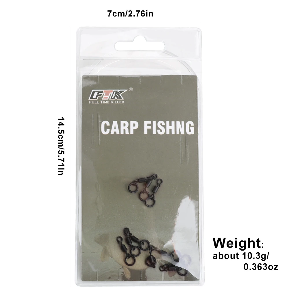 FTK, 10 Uds., broches giratorios para pesca de carpa con anillo sólido, 2 estilos, gancho de pesca de cambio rápido, accesorios de pesca giratorios - imagen 2