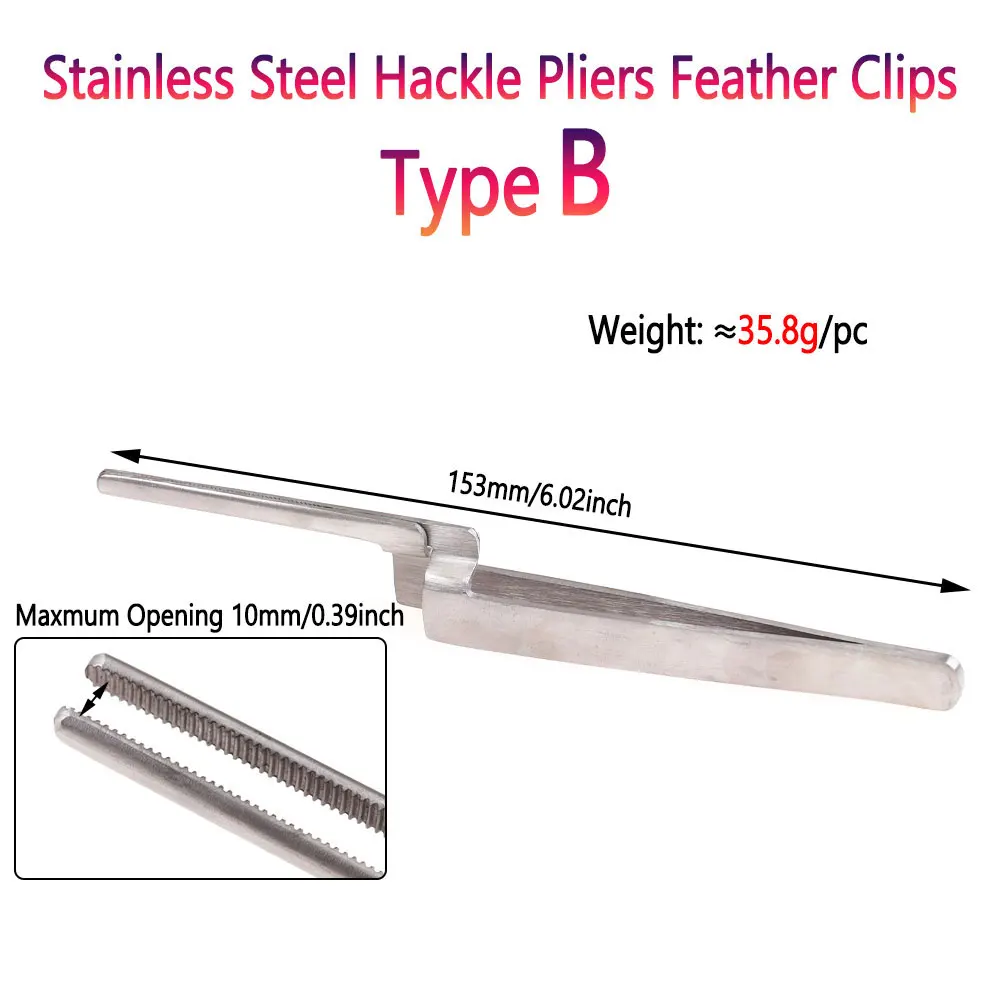 Alicates de Hackle Bimoo – Acero inoxidable para atado de moscas - imagen 3